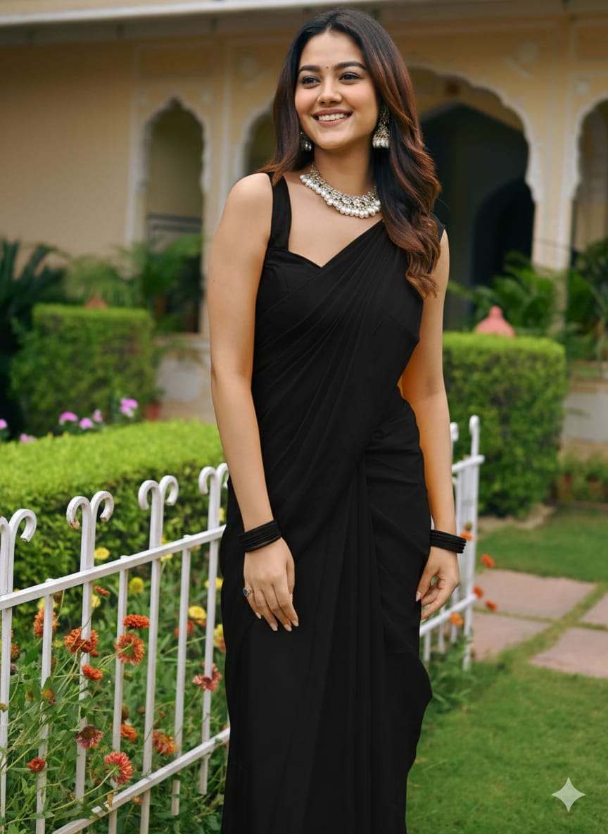 Midnight Grace Black Saree