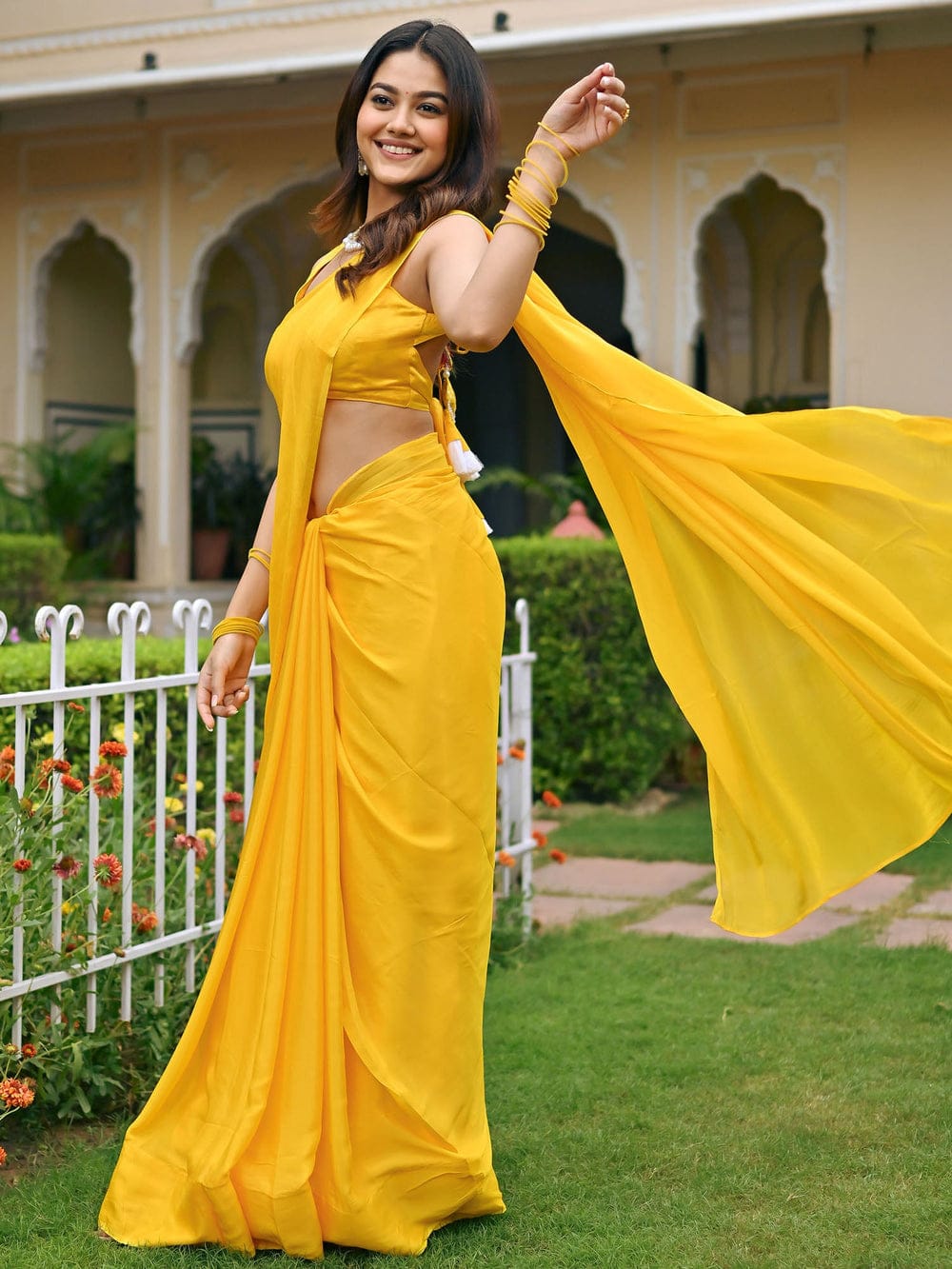 Sunshine Elegance Yellow Saree