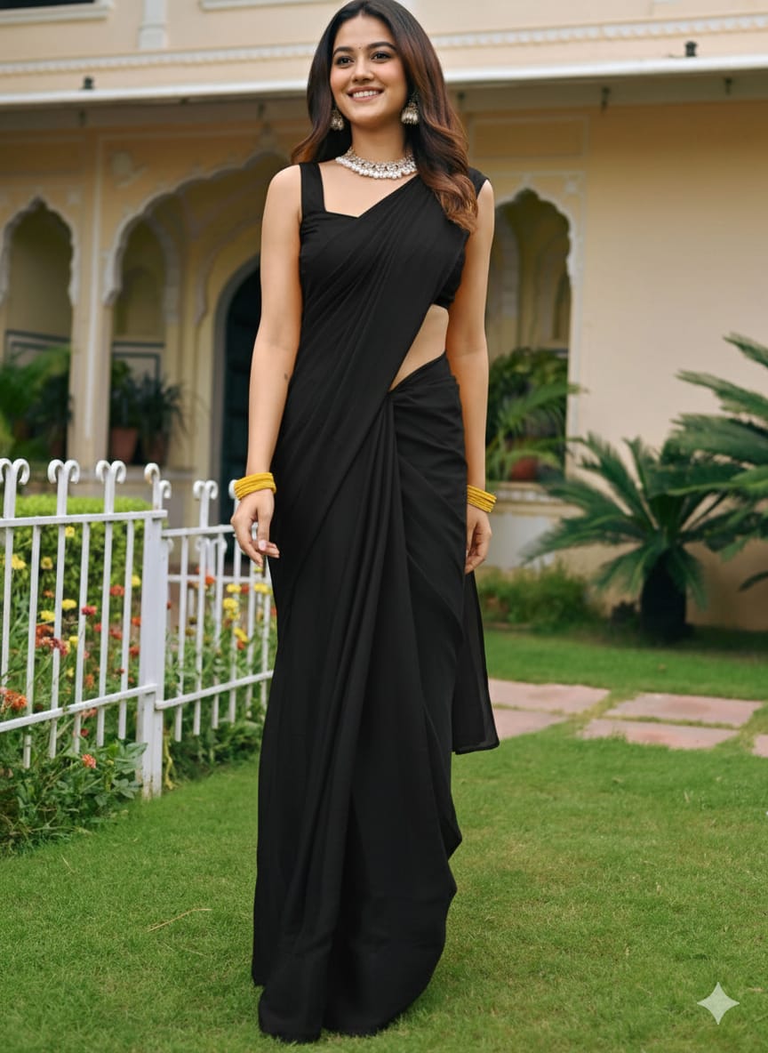 Midnight Grace Black Saree