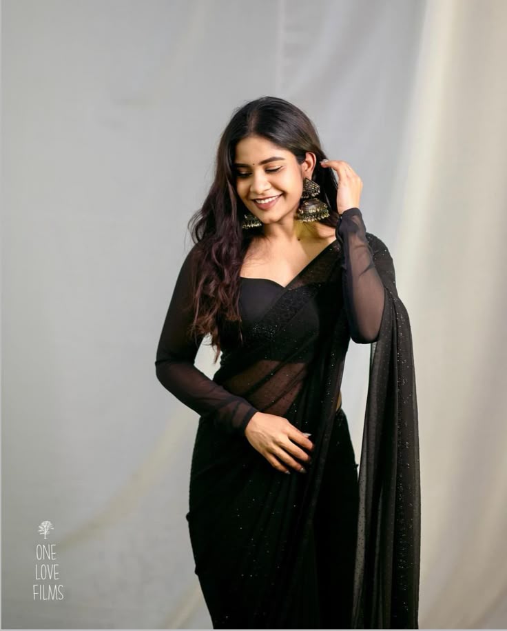 Midnight Grace Black Saree